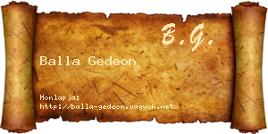 Balla Gedeon névjegykártya